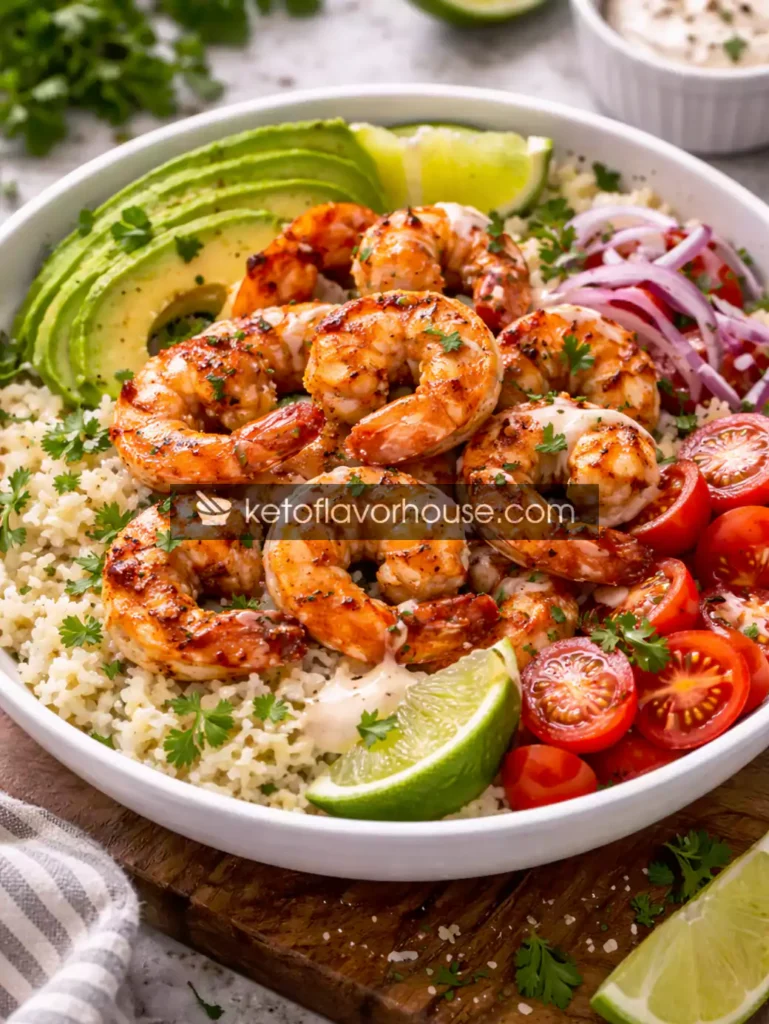 Keto Grilled Shrimp Avocado Bowl