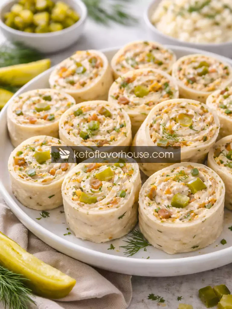 Keto Pickle Dip Pinwheels