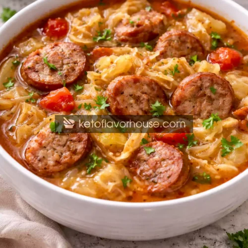 Keto Cabbage and Sausage Soup