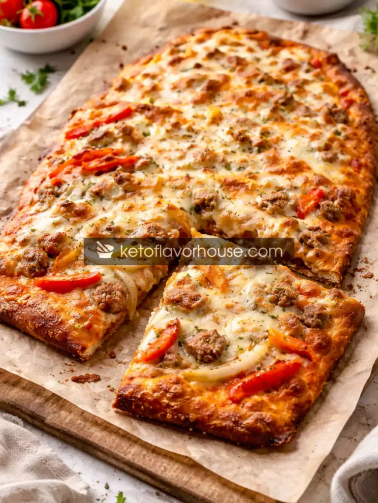 Keto Fathead Sausage Pizza with Onions & Peppers