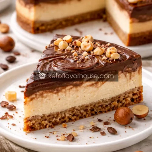 Keto Hazelnut Chocolate Espresso Cheesecake