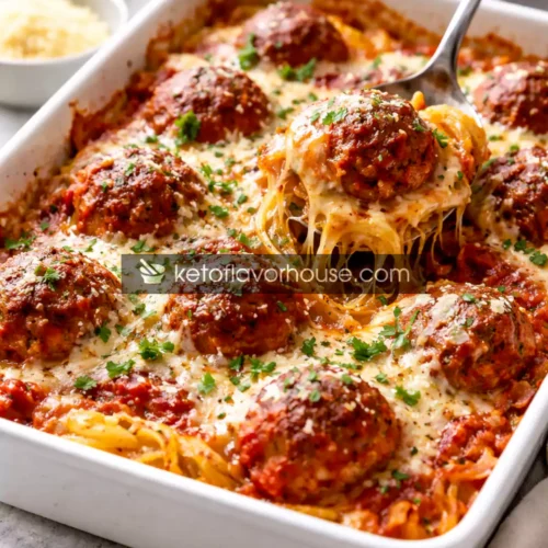Keto Meatball Casserole Over Spaghetti Squash