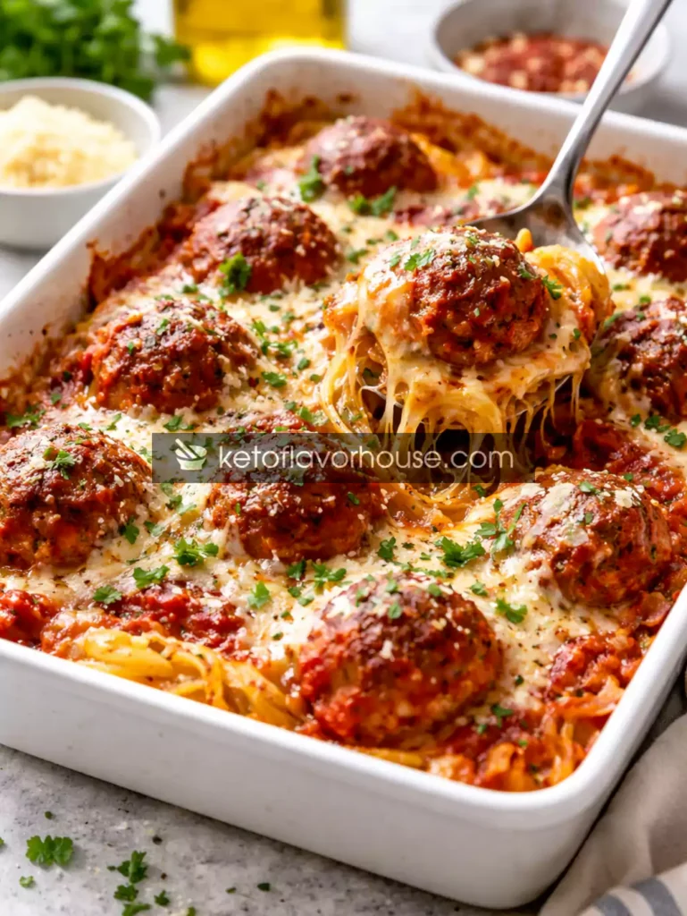 Keto Meatball Casserole Over Spaghetti Squash