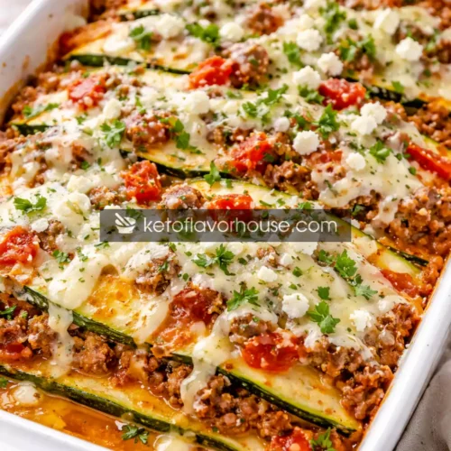 Keto Mediterranean Lasagna with Herb Cheese Drizzle