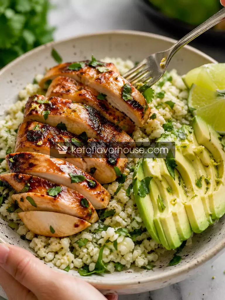 Anti-Inflammatory Honey Lime Chicken with Avocado Coconut Cauliflower Rice