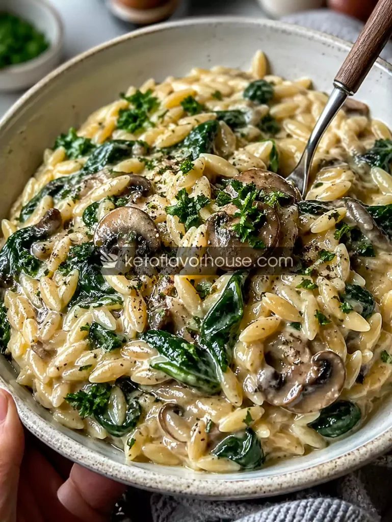 Anti-Inflammatory Spinach Mushroom Orzo