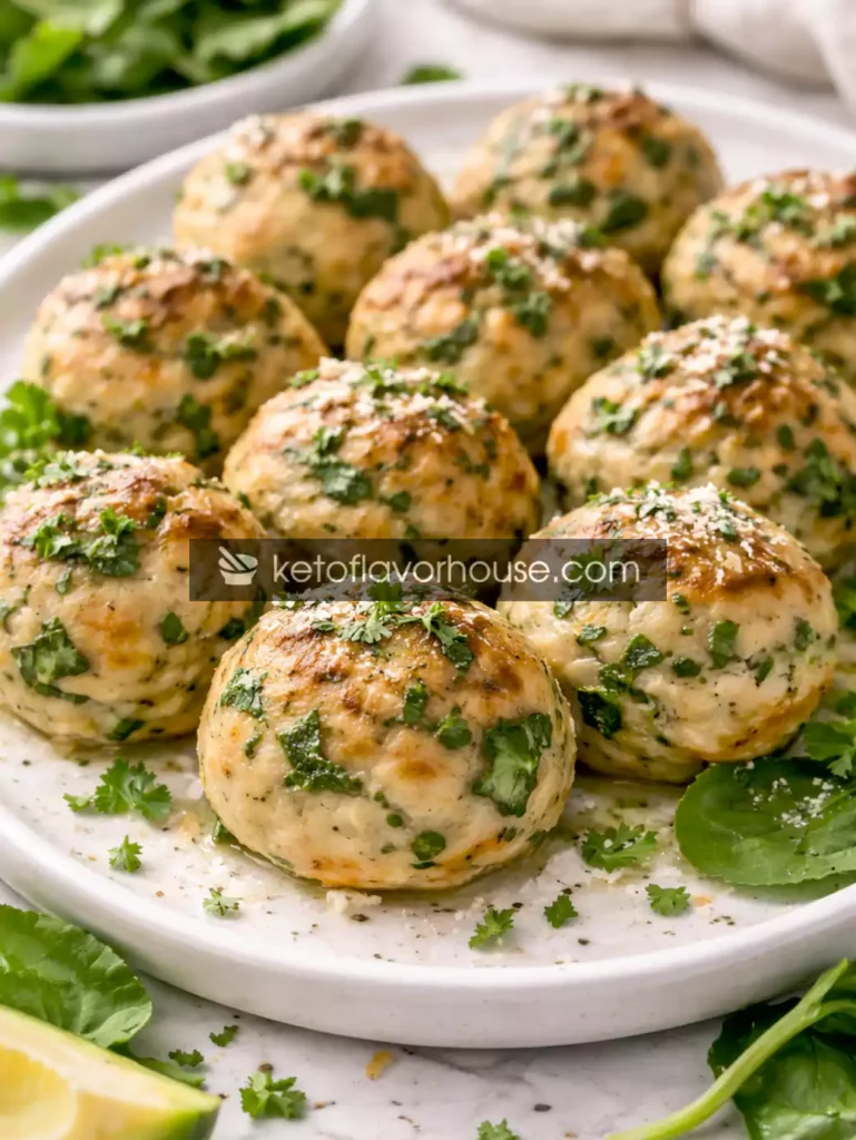 High-Protein Baked Chicken Ricotta Meatballs with Spinach