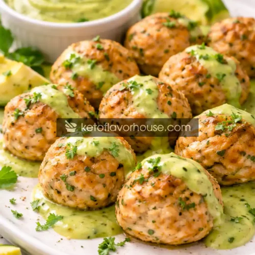 High-Protein Baked Salmon Meatballs with Creamy Avocado Sauce