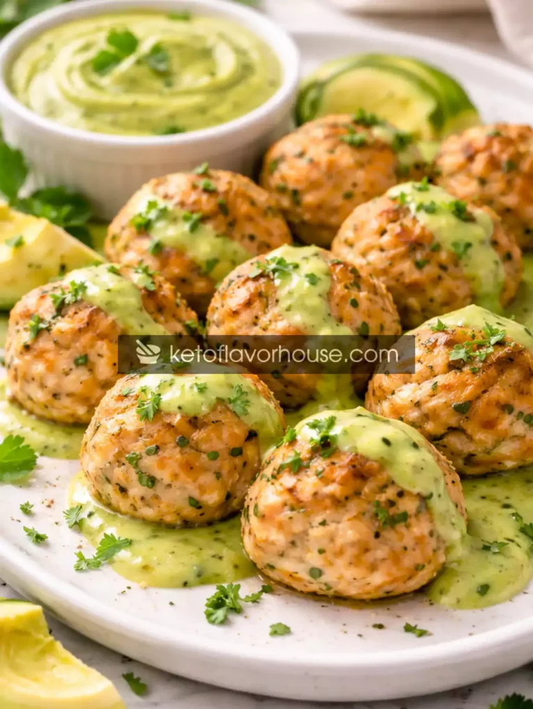 High-Protein Baked Salmon Meatballs with Creamy Avocado Sauce