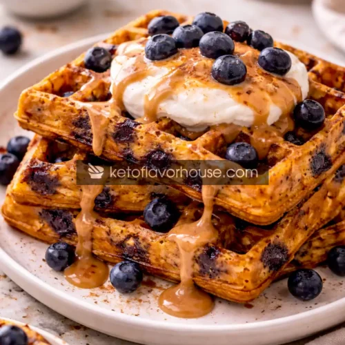 High-Protein Blueberry Cottage Cheese Waffles