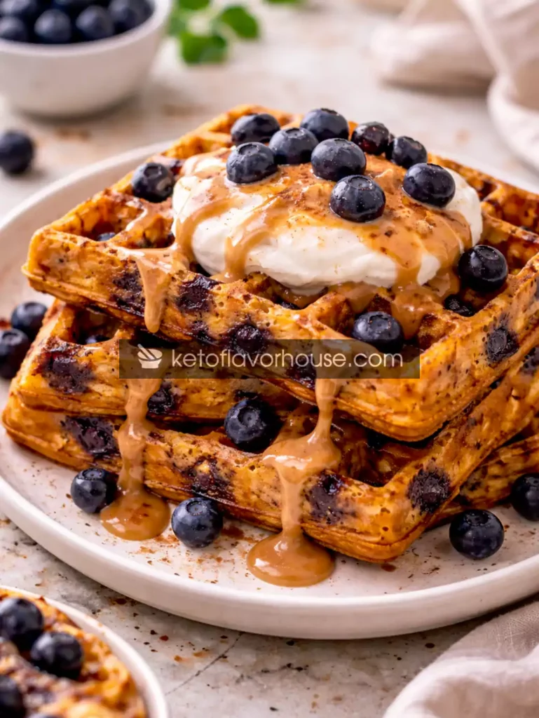 High-Protein Blueberry Cottage Cheese Waffles