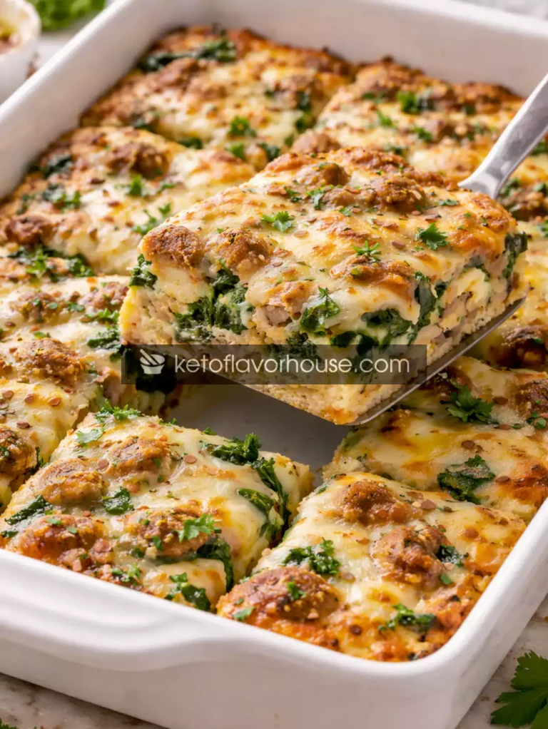 High-Protein Cheesy Sausage Spinach Casserole
