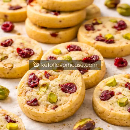 High-Protein Cranberry Pistachio Shortbread Cookies