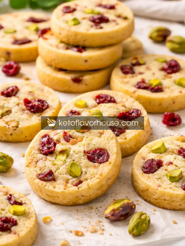 High-Protein Cranberry Pistachio Shortbread Cookies