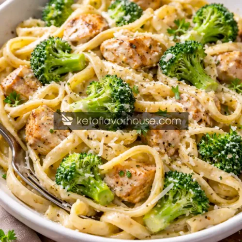 High-Protein Creamy Chicken Broccoli Fettuccine Alfredo
