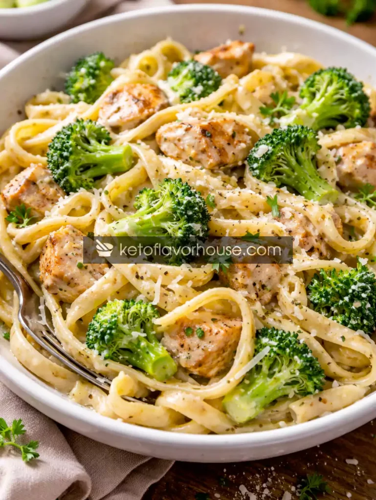 High-Protein Creamy Chicken Broccoli Fettuccine Alfredo