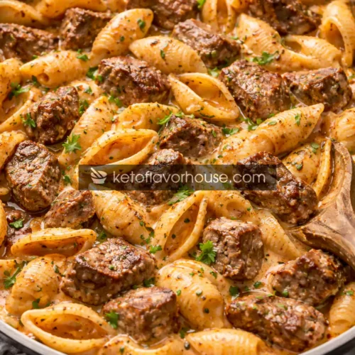 High-Protein Creamy Paprika Steak Pasta Shells