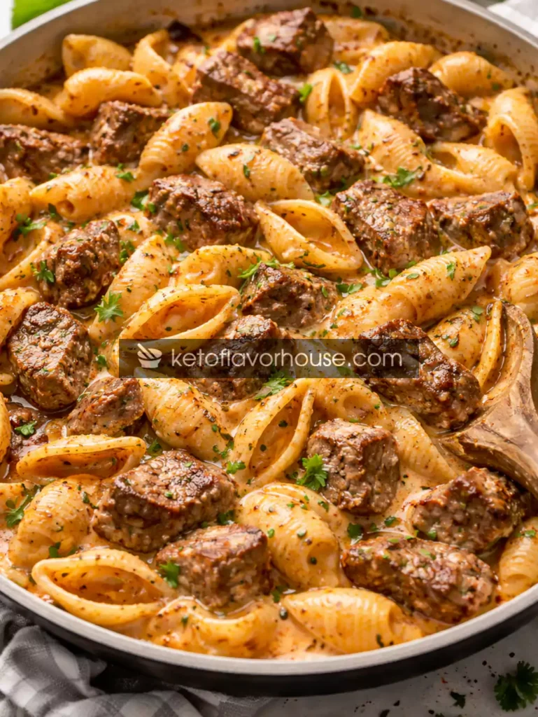 High-Protein Creamy Paprika Steak Pasta Shells