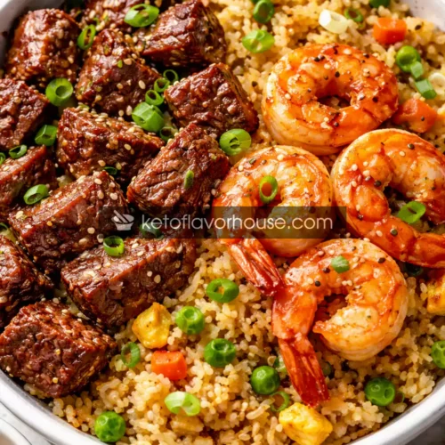 High-Protein Garlic Butter Steak & Honey Shrimp Fried Rice