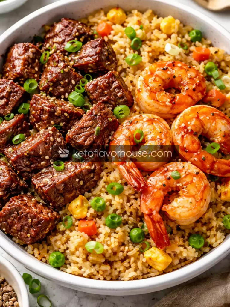 High-Protein Garlic Butter Steak & Honey Shrimp Fried Rice