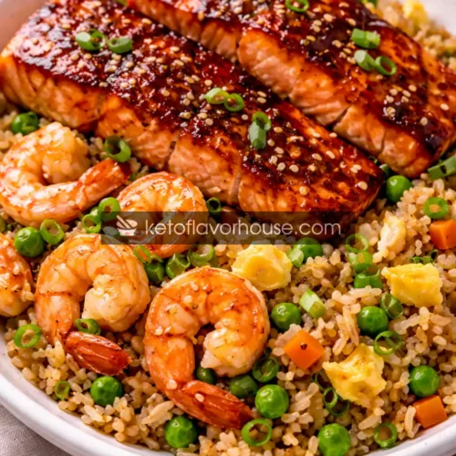 High-Protein Glazed Salmon with Shrimp Fried Rice