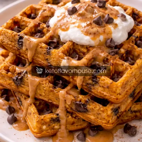 High-Protein Pumpkin Chocolate Chip Waffles