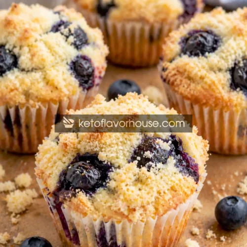 Keto Blueberry Crumb Muffins