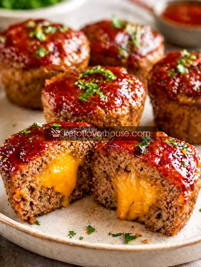 Keto Cheddar-Stuffed Meatloaf Muffins