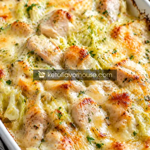Keto Chicken Alfredo Cabbage Bake