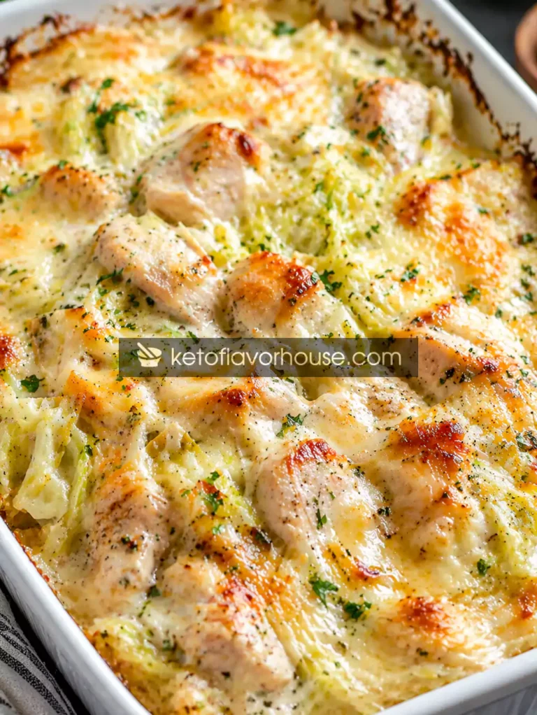 Keto Chicken Alfredo Cabbage Bake
