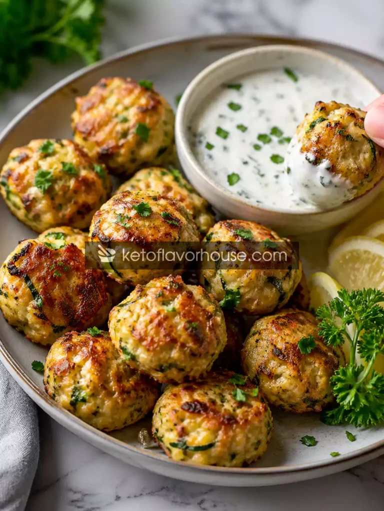 Keto Chicken Zucchini Bites (Low-Carb, High-Protein) with Creamy Garlic Herb Yogurt Dip