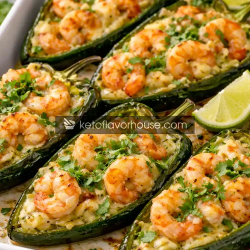 Keto Cilantro Lime Shrimp Stuffed Poblano Peppers