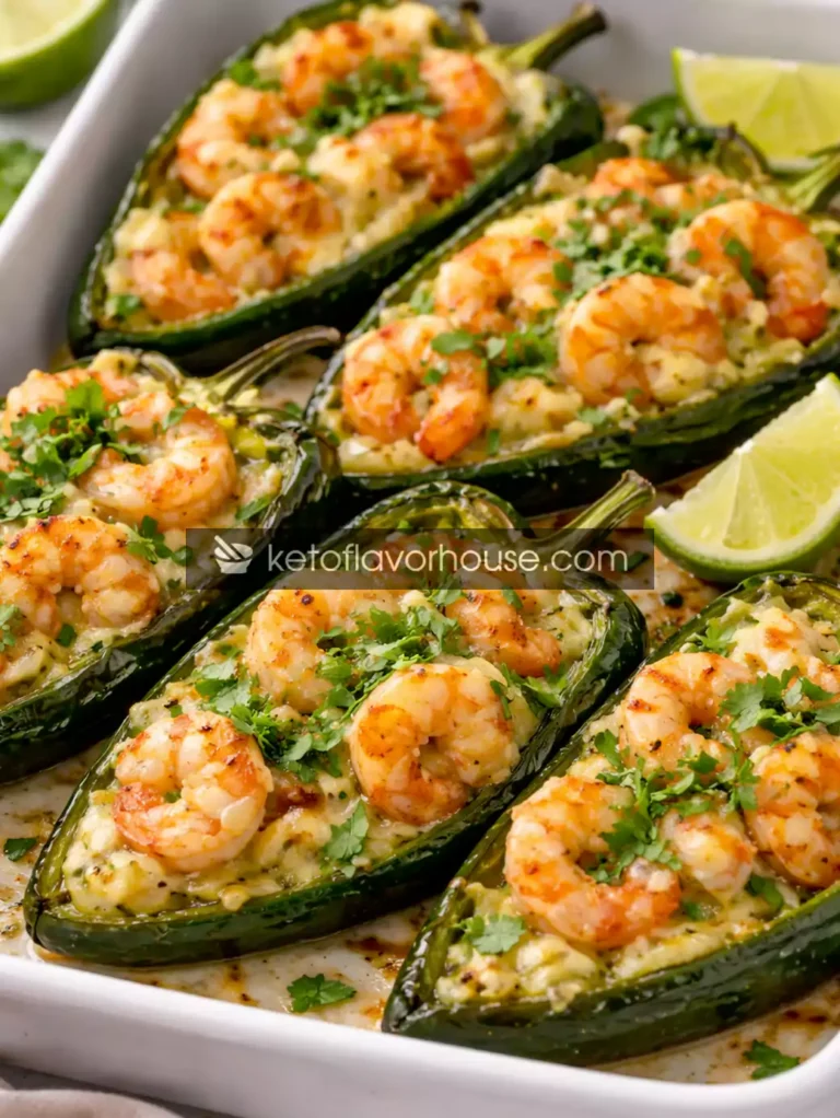 Keto Cilantro Lime Shrimp Stuffed Poblano Peppers
