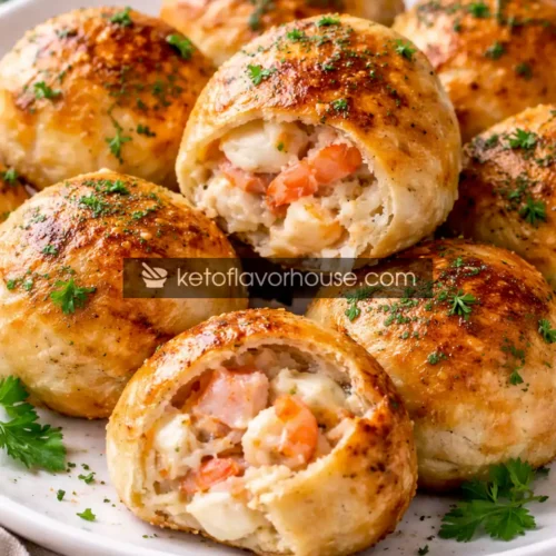 Keto Crabby Shrimp-Stuffed Garlic Bread Bombs