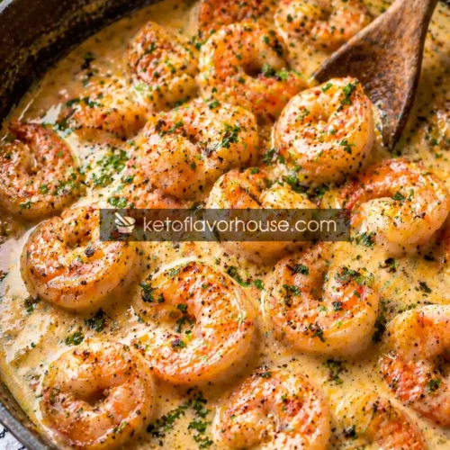Keto Creamy Garlic Butter Shrimp Skillet