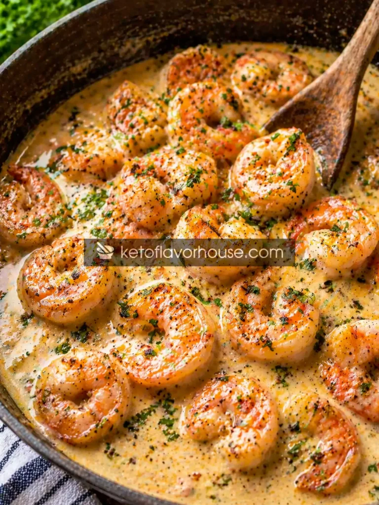 Keto Creamy Garlic Butter Shrimp Skillet