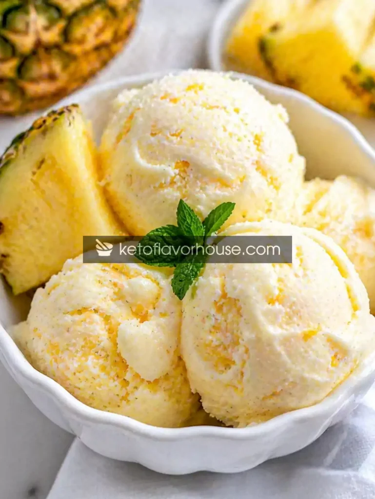 Keto Creamy Pineapple Yogurt Ice Cream