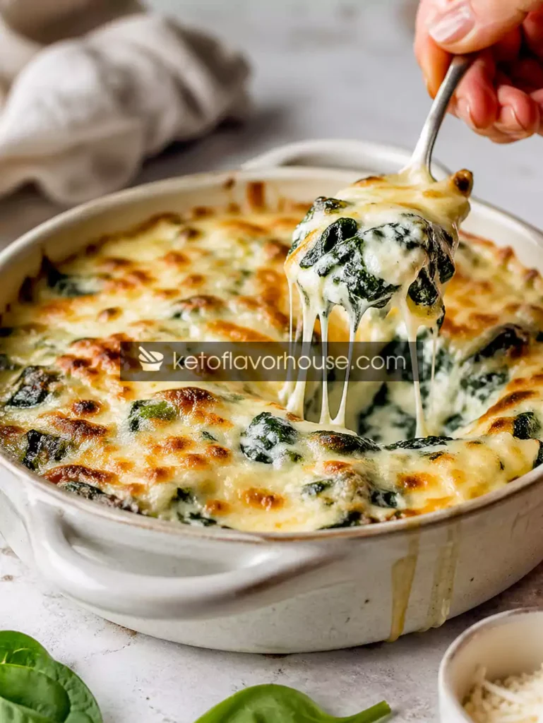 Keto Creamy Spinach Gratin