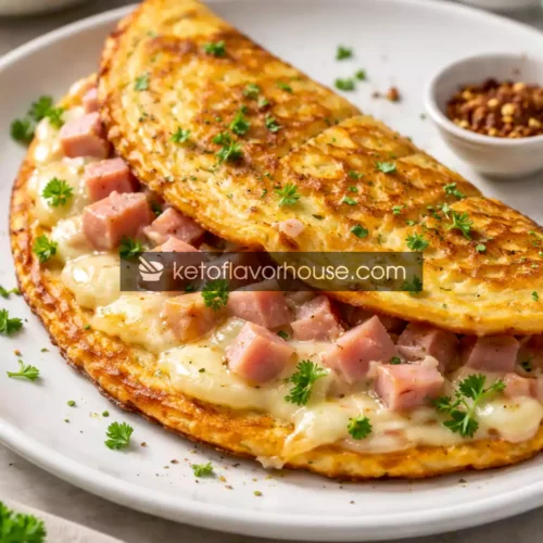 Keto Egg Pancake with Ham & Mozzarella
