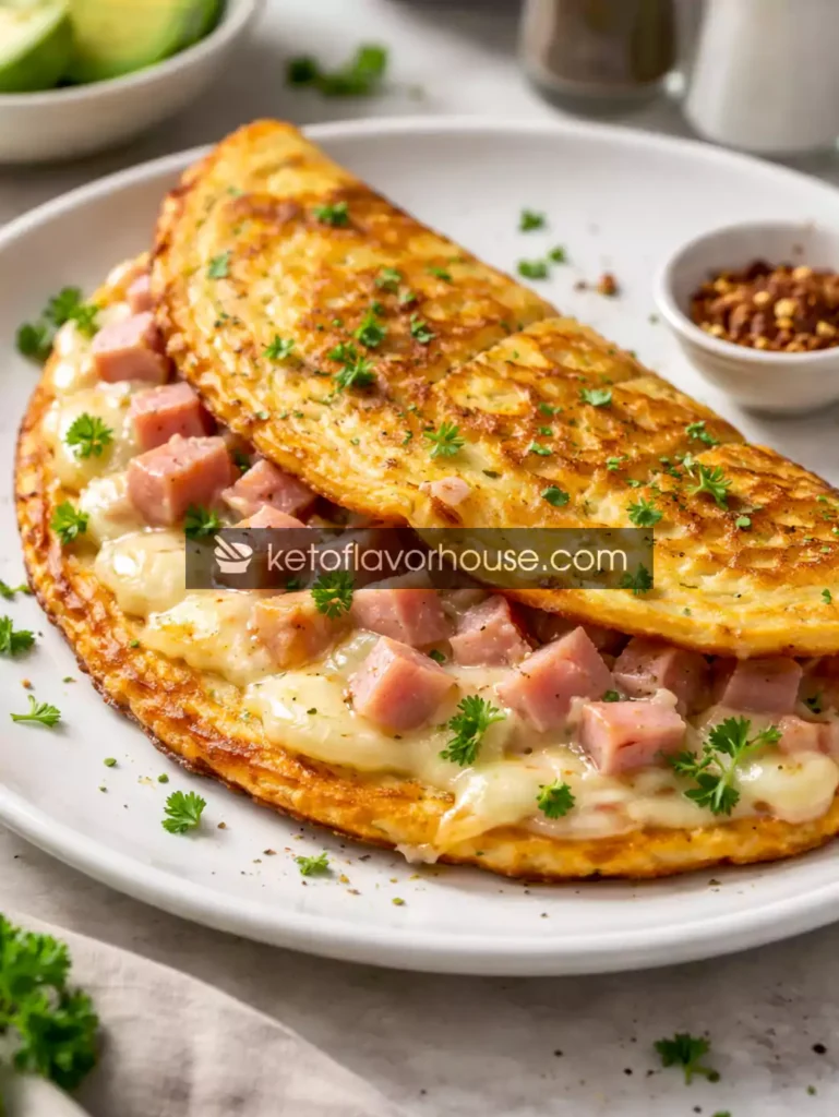Keto Egg Pancake with Ham & Mozzarella