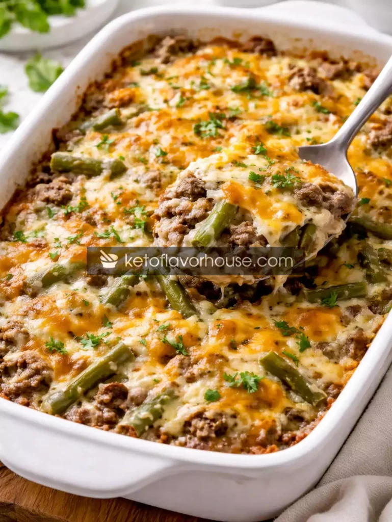 Keto Green Bean Hamburger Casserole