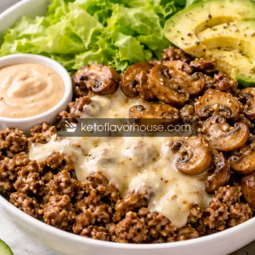 Keto Mushroom Swiss Burger Bowl