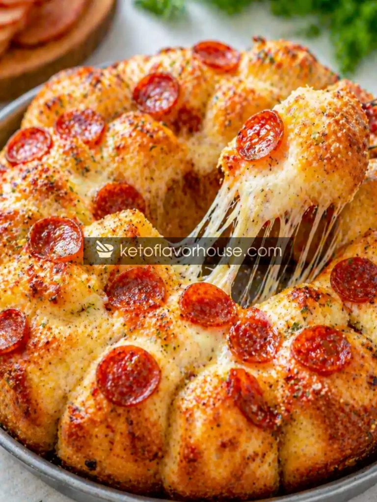Keto Pepperoni Mozzarella Pull-Apart Bread