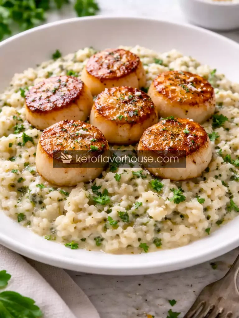 Keto Scallops & Cauliflower Rice Risotto