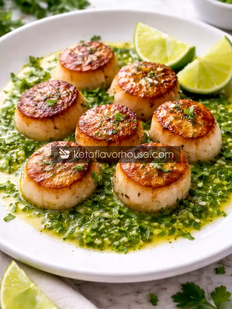 Keto Seared Scallops with Cilantro Lime Sauce