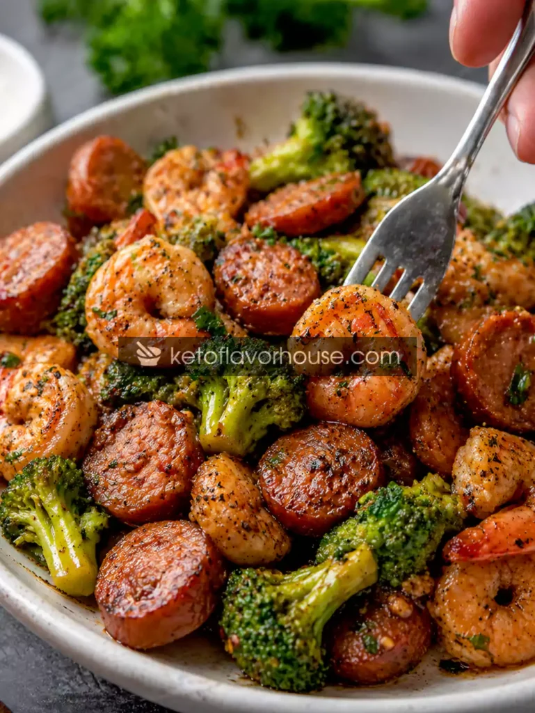 Keto Shrimp, Sausage & Broccoli Skillet