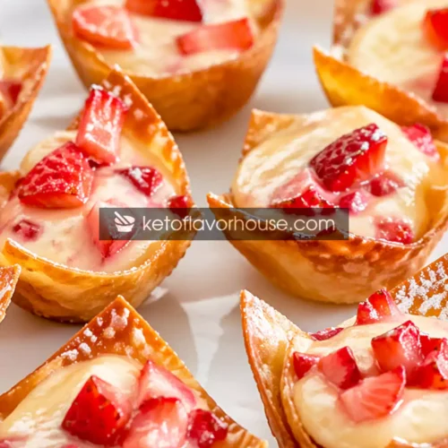 Keto Strawberry Cheesecake Wonton Bites