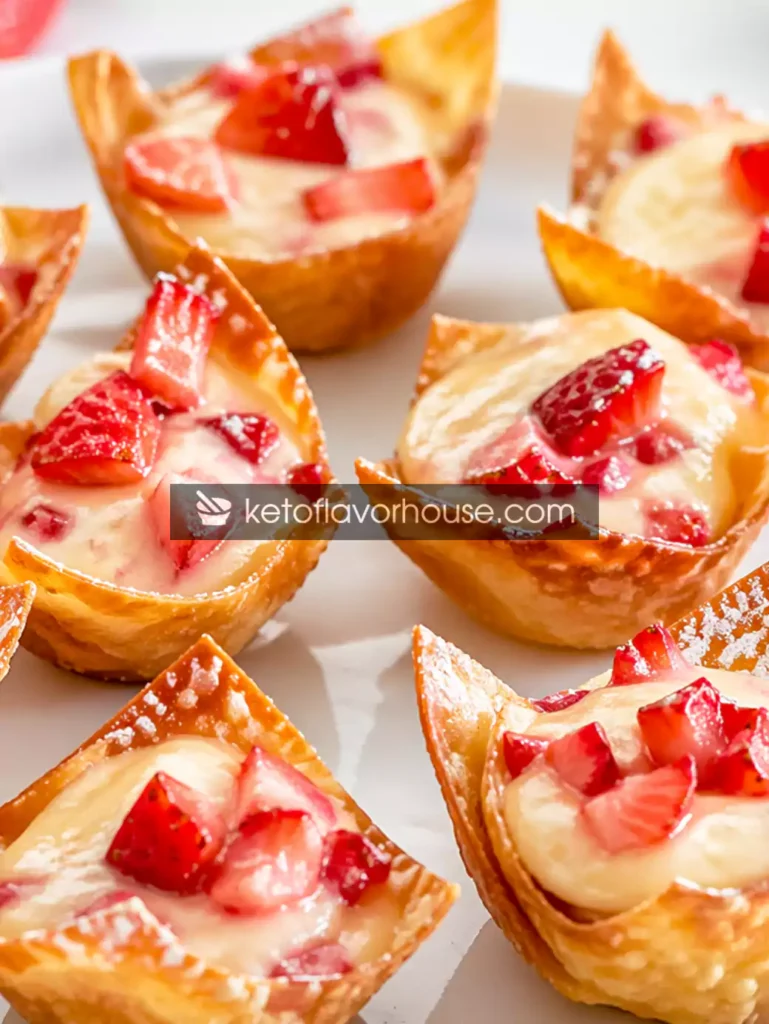 Keto Strawberry Cheesecake Wonton Bites