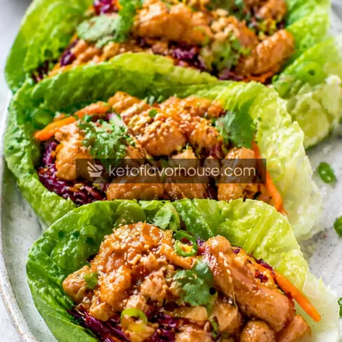 Keto Thai Peanut Chicken Wraps