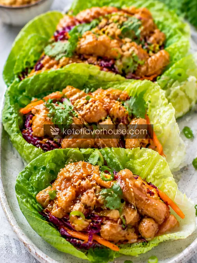 Keto Thai Peanut Chicken Wraps